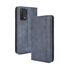 Coque Portefeuille Livre Cuir Etui Clapet BY4 pour Oppo F19s Bleu