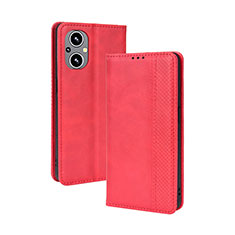 Coque Portefeuille Livre Cuir Etui Clapet BY4 pour Oppo F21 Pro 5G Rouge