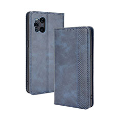 Coque Portefeuille Livre Cuir Etui Clapet BY4 pour Oppo Find X3 Pro 5G Bleu