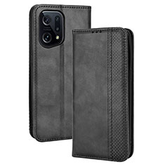 Coque Portefeuille Livre Cuir Etui Clapet BY4 pour Oppo Find X5 5G Noir