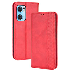 Coque Portefeuille Livre Cuir Etui Clapet BY4 pour Oppo Find X5 Lite 5G Rouge