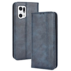 Coque Portefeuille Livre Cuir Etui Clapet BY4 pour Oppo Find X5 Pro 5G Bleu