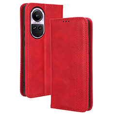 Coque Portefeuille Livre Cuir Etui Clapet BY4 pour Oppo Reno10 5G Rouge