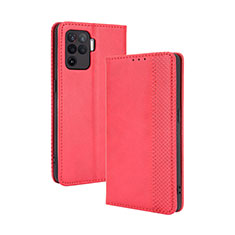 Coque Portefeuille Livre Cuir Etui Clapet BY4 pour Oppo Reno5 F Rouge