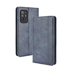 Coque Portefeuille Livre Cuir Etui Clapet BY4 pour Oppo Reno5 Z 5G Bleu