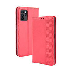 Coque Portefeuille Livre Cuir Etui Clapet BY4 pour Oppo Reno6 Z 5G Rouge