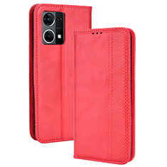 Coque Portefeuille Livre Cuir Etui Clapet BY4 pour Oppo Reno7 4G Rouge