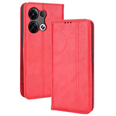 Coque Portefeuille Livre Cuir Etui Clapet BY4 pour Oppo Reno8 5G Rouge