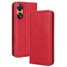 Coque Portefeuille Livre Cuir Etui Clapet BY4 pour Oppo Reno8 T 4G Rouge