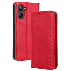 Coque Portefeuille Livre Cuir Etui Clapet BY4 pour Realme 10 Pro 5G Rouge