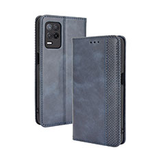 Coque Portefeuille Livre Cuir Etui Clapet BY4 pour Realme 8 5G Bleu