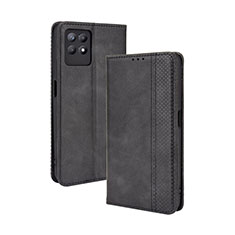 Coque Portefeuille Livre Cuir Etui Clapet BY4 pour Realme 8i Noir