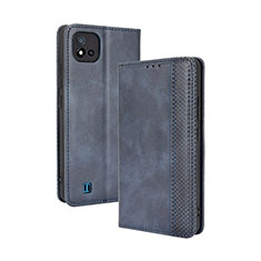 Coque Portefeuille Livre Cuir Etui Clapet BY4 pour Realme C20A Bleu