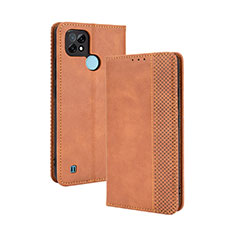 Coque Portefeuille Livre Cuir Etui Clapet BY4 pour Realme C21 Marron