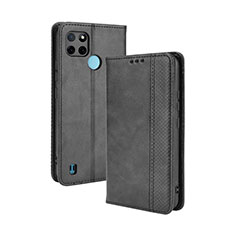 Coque Portefeuille Livre Cuir Etui Clapet BY4 pour Realme C21Y Noir