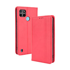 Coque Portefeuille Livre Cuir Etui Clapet BY4 pour Realme C21Y Rouge