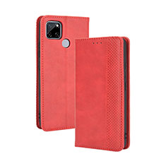 Coque Portefeuille Livre Cuir Etui Clapet BY4 pour Realme C25 Rouge