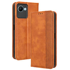 Coque Portefeuille Livre Cuir Etui Clapet BY4 pour Realme C30 Marron