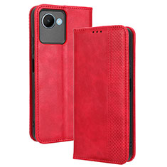 Coque Portefeuille Livre Cuir Etui Clapet BY4 pour Realme C30 Rouge