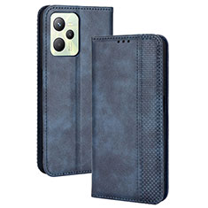 Coque Portefeuille Livre Cuir Etui Clapet BY4 pour Realme C35 Bleu