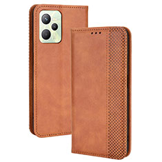 Coque Portefeuille Livre Cuir Etui Clapet BY4 pour Realme C35 Marron