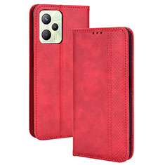 Coque Portefeuille Livre Cuir Etui Clapet BY4 pour Realme C35 Rouge