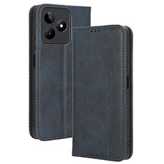 Coque Portefeuille Livre Cuir Etui Clapet BY4 pour Realme C51 Bleu