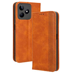 Coque Portefeuille Livre Cuir Etui Clapet BY4 pour Realme C53 India Marron