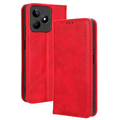 Coque Portefeuille Livre Cuir Etui Clapet BY4 pour Realme C53 India Rouge