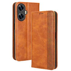 Coque Portefeuille Livre Cuir Etui Clapet BY4 pour Realme C55 Marron