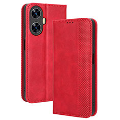 Coque Portefeuille Livre Cuir Etui Clapet BY4 pour Realme C55 Rouge