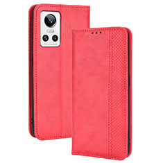 Coque Portefeuille Livre Cuir Etui Clapet BY4 pour Realme GT Neo3 5G Rouge