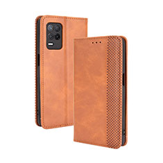 Coque Portefeuille Livre Cuir Etui Clapet BY4 pour Realme Narzo 30 5G Marron