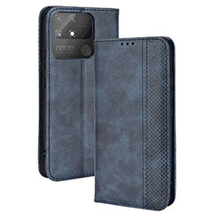 Coque Portefeuille Livre Cuir Etui Clapet BY4 pour Realme Narzo 50A Bleu