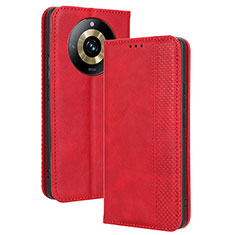 Coque Portefeuille Livre Cuir Etui Clapet BY4 pour Realme Narzo 60 Pro 5G Rouge