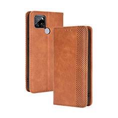 Coque Portefeuille Livre Cuir Etui Clapet BY4 pour Realme Q2i 5G Marron