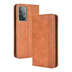 Coque Portefeuille Livre Cuir Etui Clapet BY4 pour Samsung Galaxy A72 4G Marron