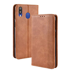 Coque Portefeuille Livre Cuir Etui Clapet BY4 pour Samsung Galaxy M20 Marron