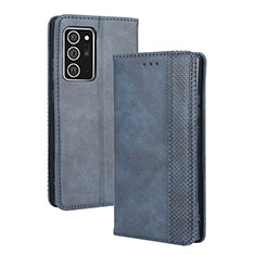 Coque Portefeuille Livre Cuir Etui Clapet BY4 pour Samsung Galaxy Note 20 Ultra 5G Bleu