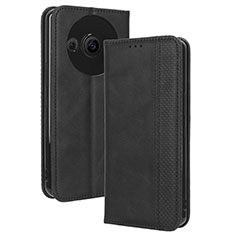 Coque Portefeuille Livre Cuir Etui Clapet BY4 pour Sharp Aquos R8 Pro Noir