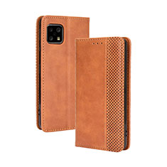 Coque Portefeuille Livre Cuir Etui Clapet BY4 pour Sharp Aquos Sense4 Basic Marron