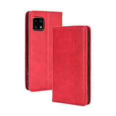 Coque Portefeuille Livre Cuir Etui Clapet BY4 pour Sharp Aquos Sense4 Basic Rouge