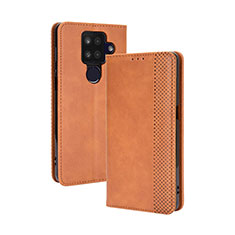 Coque Portefeuille Livre Cuir Etui Clapet BY4 pour Sharp Aquos Sense4 Plus Marron