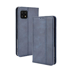 Coque Portefeuille Livre Cuir Etui Clapet BY4 pour Sharp Aquos Sense6 Bleu