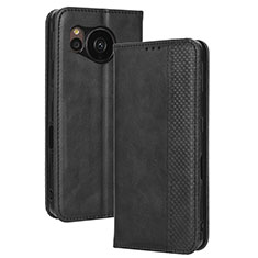 Coque Portefeuille Livre Cuir Etui Clapet BY4 pour Sharp Aquos Sense7 Noir