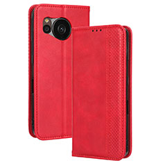 Coque Portefeuille Livre Cuir Etui Clapet BY4 pour Sharp Aquos Sense7 Rouge