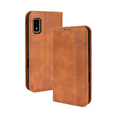 Coque Portefeuille Livre Cuir Etui Clapet BY4 pour Sharp Aquos wish Marron