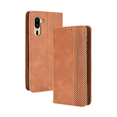 Coque Portefeuille Livre Cuir Etui Clapet BY4 pour Sharp Simple Sumaho 5 Marron