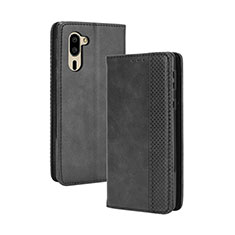 Coque Portefeuille Livre Cuir Etui Clapet BY4 pour Sharp Simple Sumaho 5 Noir