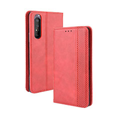 Coque Portefeuille Livre Cuir Etui Clapet BY4 pour Sony Xperia 1 II Rouge